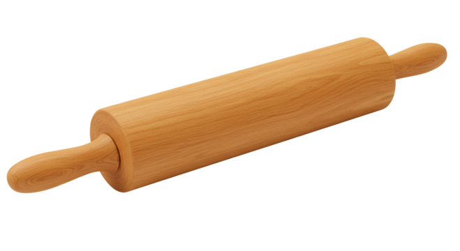 Wooden rolling pin on a white background for baking purposes  