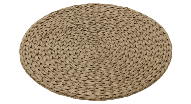 Woven round placemat in natural color for dining table setting  