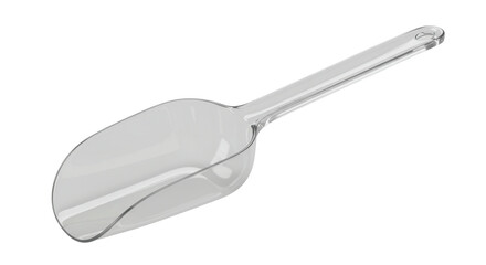 Fototapeta premium Clear plastic scoop for measuring ingredients on white background 