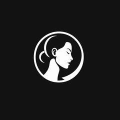 Obraz premium Elegant silhouette of a woman's profile within a circular frame, depicting serenity and grace.