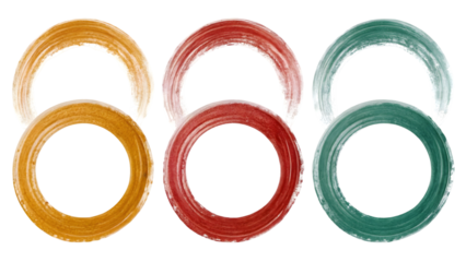 brush strokes form three distinct circular shapes with varying textures and densities isolated on a white background isolated on white background 95550985 1