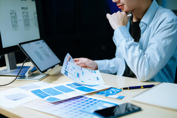UX graphic designer planning application process development prototype wireframe for web smart...