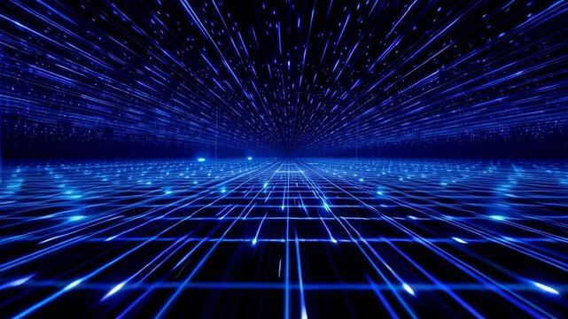 Futuristic Blue Light Grid Animation/未来的な青い光グリッドアニメーション8