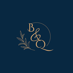 BQ Initial Wedding Monogram Logo with Minimalistic Style
