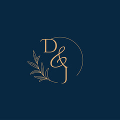 DJ Initial Wedding Monogram Logo with Minimalistic Style