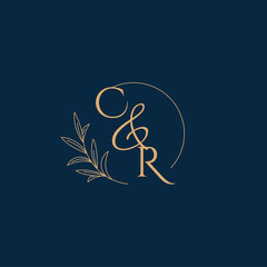CR Initial Wedding Monogram Logo with Minimalistic Style