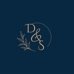 DS Initial Wedding Monogram Logo with Minimalistic Style
