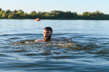Man drowning in river during summer vacation, screaming for help