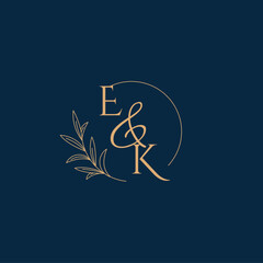 EK Initial Wedding Monogram Logo with Minimalistic Style