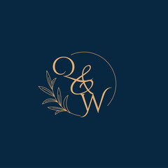 QW Initial Wedding Monogram Logo with Minimalistic Style