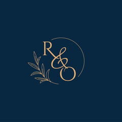 RO Initial Wedding Monogram Logo with Minimalistic Style