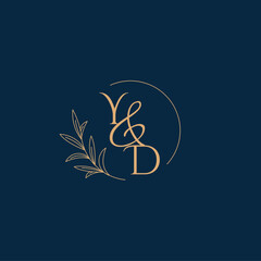 YD Initial Wedding Monogram Logo with Minimalistic Style