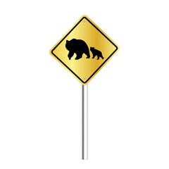 Bear Crossing Road Sign | Wildlife Safety & Warning Vector 