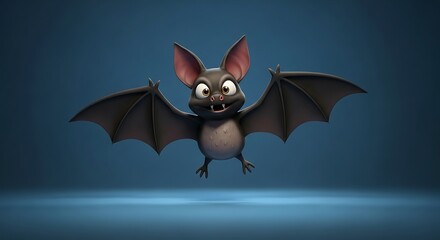 Fototapeta premium Cartoon Bat Flying with Open Wings Illustration