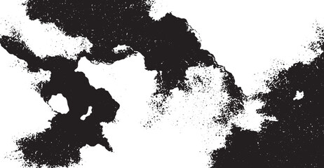 This striking abstract artwork features dynamic, textured black patterns juxtaposed against a clean white backdrop, creating a modern visual harmony with dynamic shapes and textures