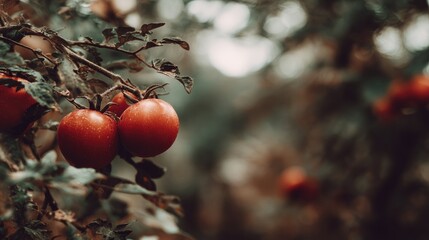 Close-up of ripe tomatoes on a vine