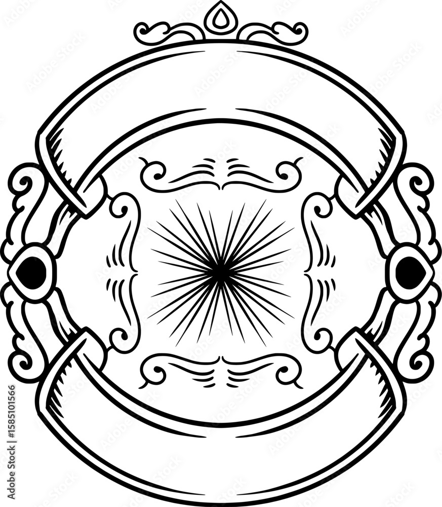Poster displays an ornamental design with empty space above and below for adding text