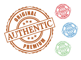 Authentic Original Premium Seal Set, Grunge Style Verified Quality Stamp Icons  