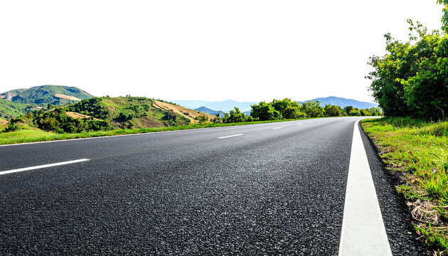 PNG Real asphalt road countryside landscape nature isolated on a white background