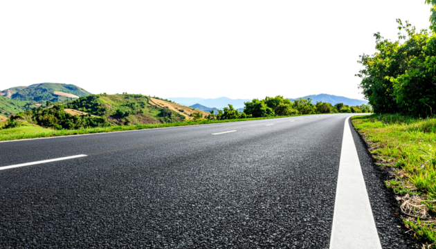 PNG Real asphalt road countryside landscape nature isolated on a white background