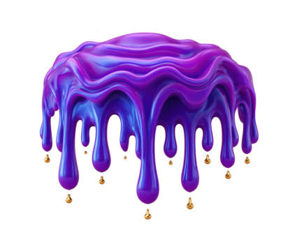 A soft, smooth illustration of light purple liquid dripping in a glossy, flowing pattern. The liquid forms a rounded shape, with several drips hanging from its edges, creating a melting, fluid effect.