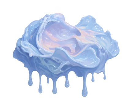A soft, smooth illustration of light purple liquid dripping in a glossy, flowing pattern. The liquid forms a rounded shape, with several drips hanging from its edges, creating a melting, fluid effect.