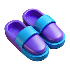  3D Blue-Purple Slippers Icon