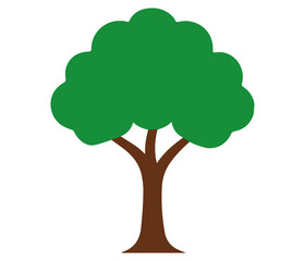 Simple Cartoon Tree Vector Green Canopy and Brown Trunk Illustration in Minimal Style for Kids and Nature Themes