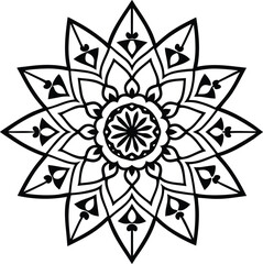 Obraz premium Black and White Mandala Flower Vector Set – Decorative Geometric Floral Designs