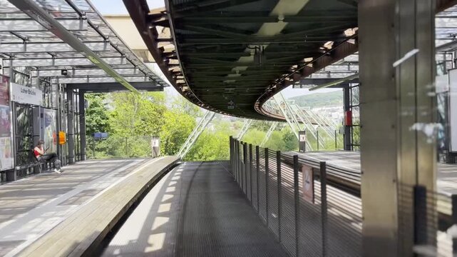 Scenic Ride on the Wuppertal Suspension Railway (Schwebebahn) &ndash; Cabin View of German City Landscape and Urban Transit