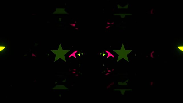 Pink and Laght Green Endless Corridor of Neon Stars Background VJ Loop in 4K