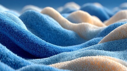 Calm abstract blue scene with soft wavy texture and uniform noise film overlay