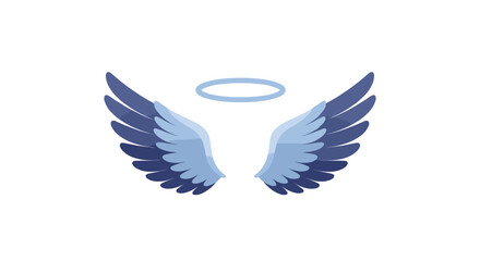 Fototapeta premium Elegant angel wings with halo in modern flat design on white background