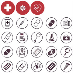 Medicine and Health flat icon Set. Collection health care medical sign icon. icon Set