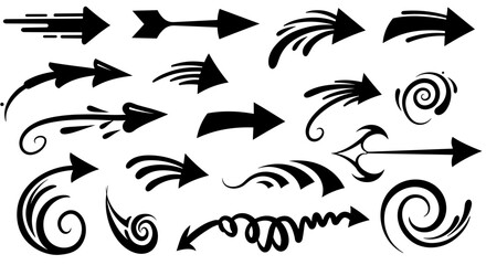 Obraz premium Dynamic collection of decorative arrow designs in silhouette style