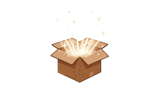 Glowing magic box with sparkling light effects
