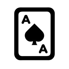 Ace of spades card with black suit symbol on white background. Ace of spades game card for poker nights and casino themed events, icon displaying luck and chance.