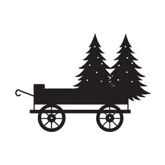 Pulled Sleigh Carrying Christmas Tree Scene