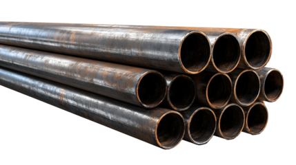 Rusty Metal Pipes Stacked Industrial Construction Material
