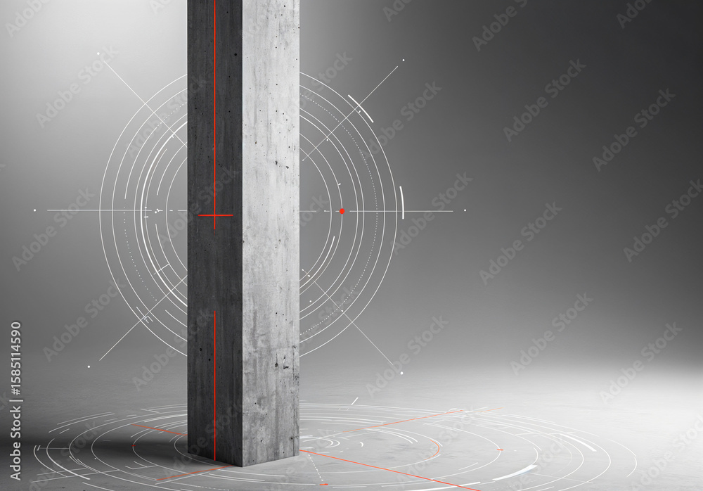 Poster architectural construction abstract background with concrete columns lines and callouts . generative