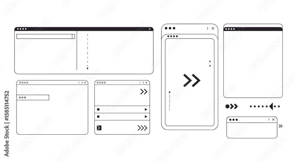 Poster minimalist ui wireframes for web and mobile design mockups