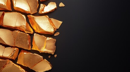 Rich golden foil texture creates a premium shimmering effect with vibrant warmth against a dark background