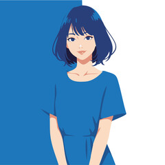 Anime, Japanese, Woman, Girl, Minimal, Flat design, High resolution, Illustrator friendly, Solid colors, No shadows, Picture book style, Cute, Kawaii, Simple, Clean, Vector, Illustration, Character, F