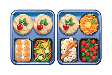 Photorealistic Meal Prep Containers Vector Set. Realistic Healthy Food in Bento Boxes with Gradient Mesh Shading