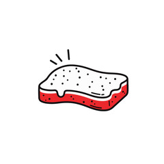 Minimalist sponge design with red accents, creative art concept