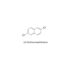 Fototapeta premium 2,6-Dichloronaphthalene skeletal structure. halogen naphthalene compound schematic illustration. Simple diagram, chemical formula.
