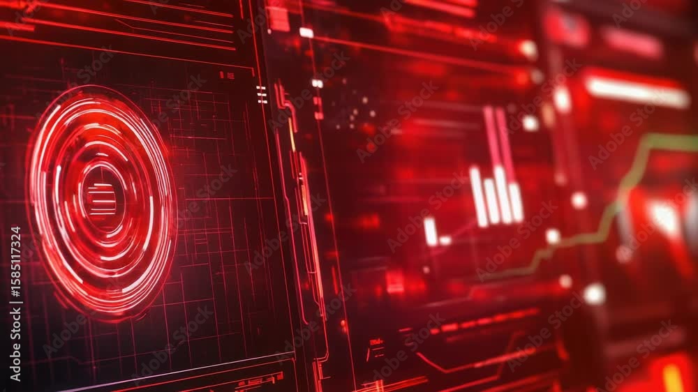 Poster a computer screen with a red light indicator
