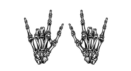 Hand bones gesture: rock and roll skeleton hands illustration