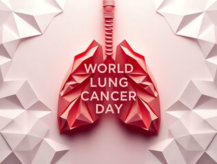 Origami crafted lungs for world lung cancer day advocacy and awareness