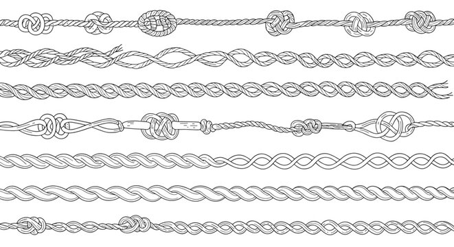 Intricate knots and rope designs in detailed linear art